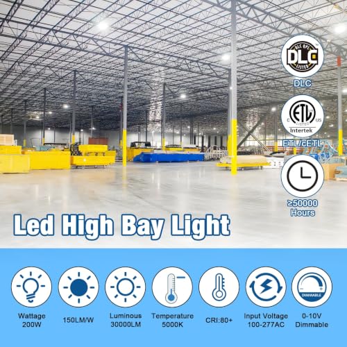 UFO LED High Bay Light 200W 30000LM 5000K DLC