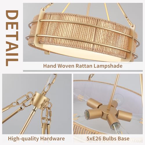 21.5'' Rattan Chandelier For Dining Room