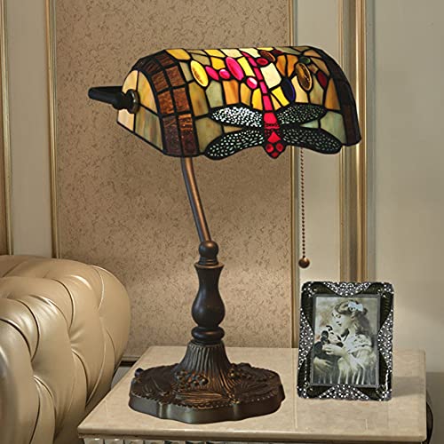 Tiffany Style Bankers Table Lamp Stained Glass Piano Desk Lamp Vintage Bedroom Bedside Lamp for Study