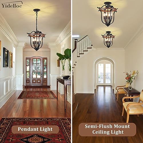Black Farmhouse Chandelier 4 Lights