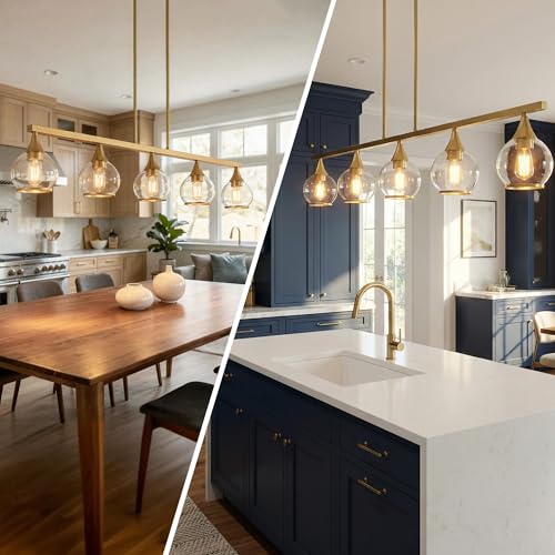 Gold Kitchen Island Linear Pendant Light