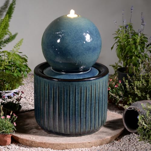 Blue Ceramic Sphere Fountain