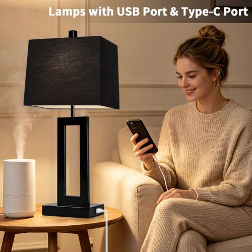 Black Bedside Table Lamp Set of 2 (2 Count)