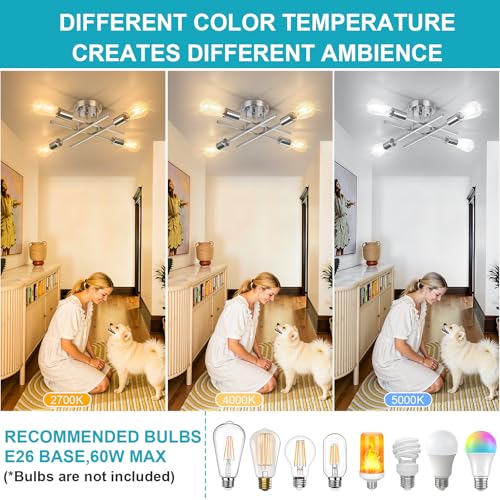 4 Light Semi Flush Mount Ceiling Light