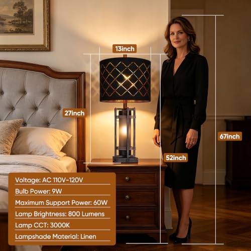 27'' Modern Table Lamp with Nightlight