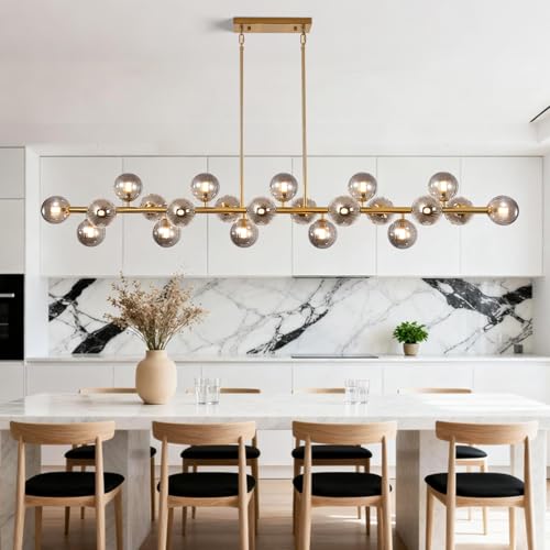 Modern Gold Chandelier Rectangle Pendant Light Sputnik Chandeliers Hanging Light Fixture 16