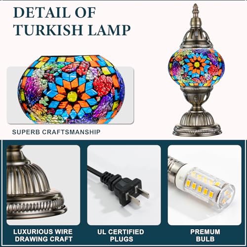 Turkish Mosaic Lamp Stained Glass Table Lamp with Tiffany Style