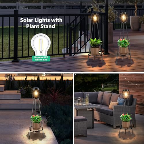 Solar Lights with Plant Stand