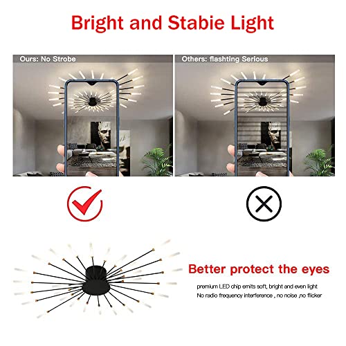 41.3" Ceiling Light Modern Flower Shape Ceiling Lamp for Dining Room Kitchen Hallway Semi Flush Mount Metal Acrylic Sputnik Firework Petal LED Lighting Fixture
