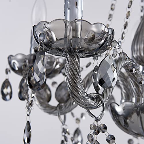 Saint Mossi Smoky Gray Crystal Chandelier with 5 Lights for Dining Room