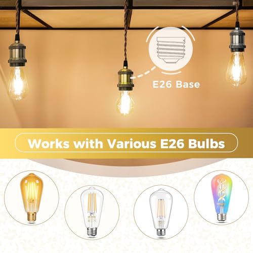 E26 Edison Vintage Lamp Socket for DIY Light (6 Count)