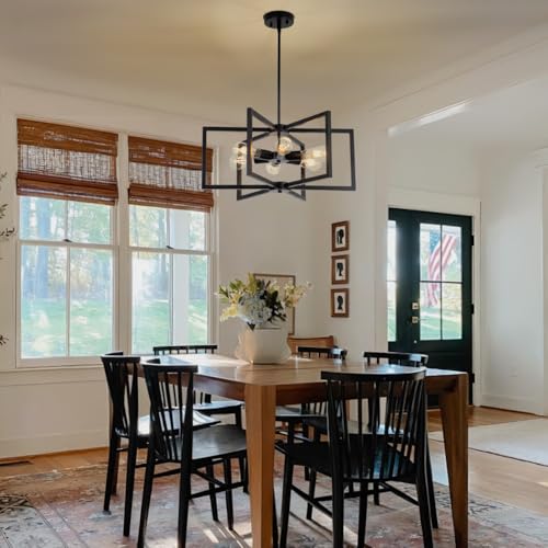 23.6” Black Chandelier for Dining Room 6 Light Kitchen Chandelier over Table Farmhouse Dining Room Light Fixtures Over Table (6 Count)