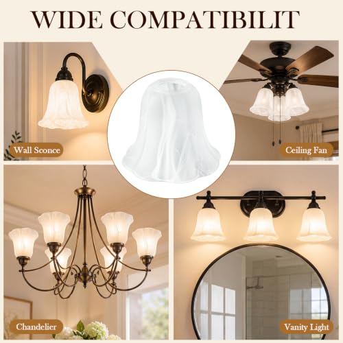 6 Pcs Marble Flower Bell Shaped Glass Lamp Shade Replacement (6 Count)