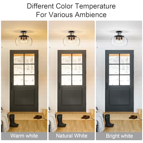 13.78" Black and Gold Semi Flush Mount Ceiling Light Fixture