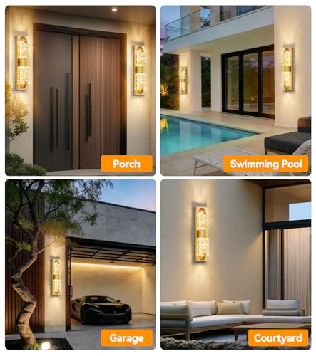 18.5" Gold Outdoor Wall Light Fixtures (2 Count)