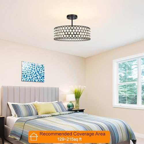Black Crystal Ceiling Light Fixture
