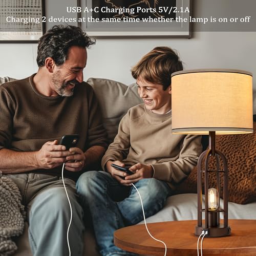Farmhouse Table Lamps for Living Room Bedroom Set of 2