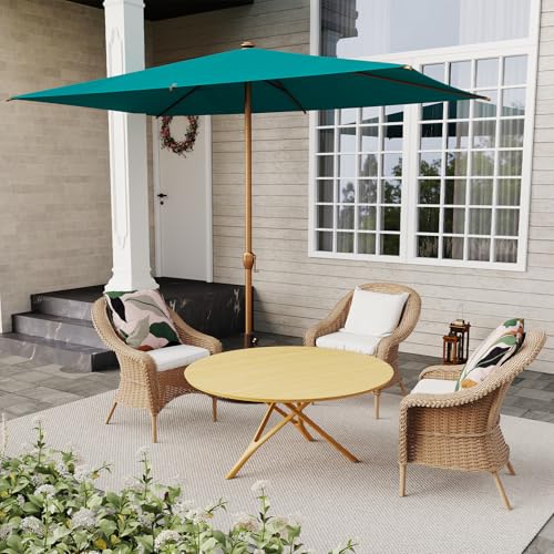 6.5FT Outdoor Patio Umbrella Outdoor Table Umbrella with Crank Market Umbrella 6 Sturdy Ribs UV Protection Waterproof and Push Button Tilt for Garden Deck Backyard Pool