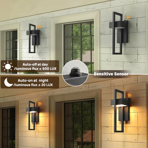 Dusk to Dawn Modern Large Outdoor Wall Lights Integrated LED Outdoor Wall Sconces Lighting