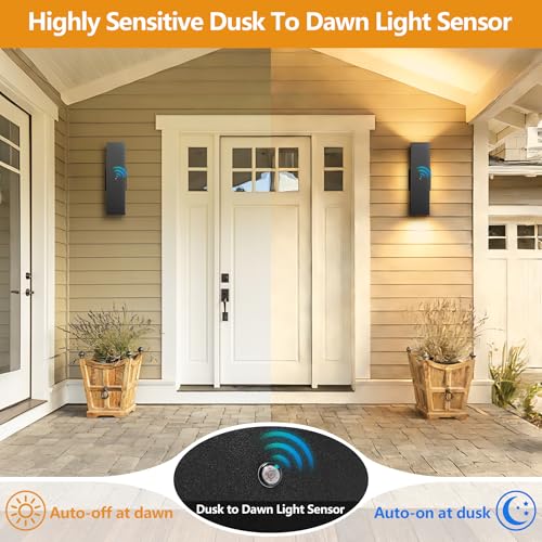 14 in Dusk to Dawn Outdoor Wall Lights Exterior Wall Sconce (4 Count)