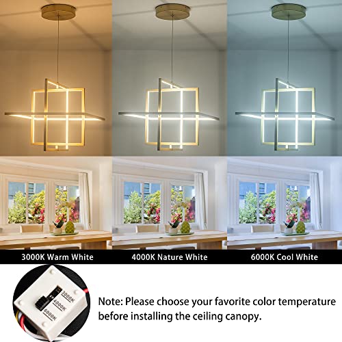 Modern Gold LED Square Hanging Pendant Chandelier