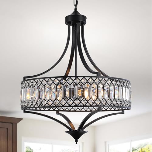 20" Black Crystal Chandeliers for Dining Room