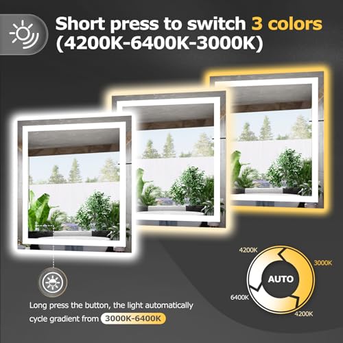 36"X32" LED Bathroom Mirror with Lights