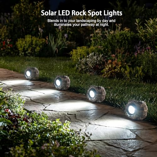 Solar Rock Lights Outdoor Garden Waterproof (4 Count)