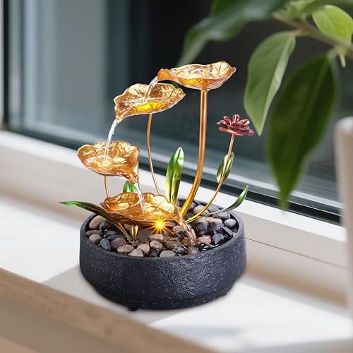 Tabletop Water Fountain Metal Lotus Circulating Fountain