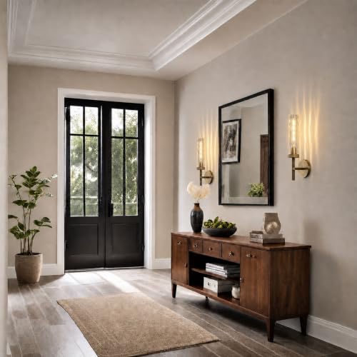 Bathroom Sconces Set of 2 Hardwired Sconces with Water Ripple Glass (2 Count)