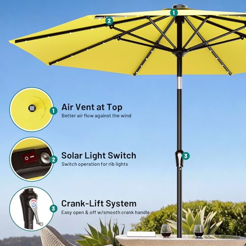 9FT Patio Umbrella with Solar Lights