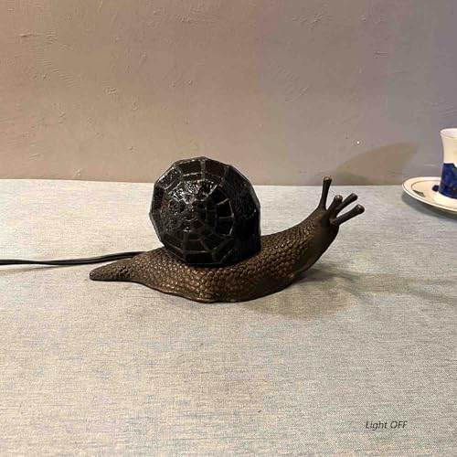 L10980 Amber Land Snail Tiffany Style Stained Glass Accent Table Lamp