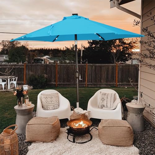 7.5 ft Solar Umbrella 18 LED Lighted Patio Umbrella Table Market Umbrella