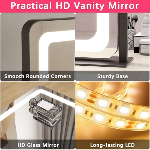 22x17 Inch Lighted Vanity Mirror with Dimmable LED Lights