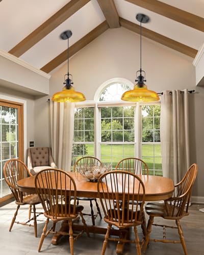 Orange Glass Pendant Lights Kitchen Island (2 Count)