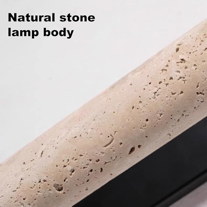 Natural Marble Wall Sconces, Japanese Style Wabi-Sabi Art Lighting Fixture, Yellow Travertine Wall Lamp, Linear Candle Wall Sconce E14 Base Hardwired Wall Light for Bedroom Living Room