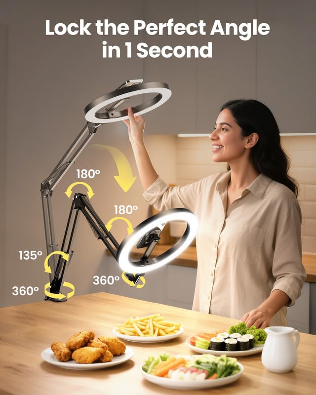 Magnetic Overhead Ring Light for Desk