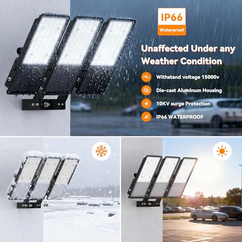 300W Upgraded LED Parking Lot Light with Photocell 45000lm 5000K