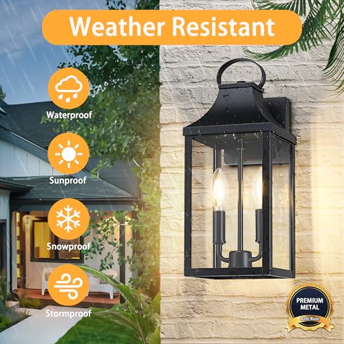 15" Black Outdoor Wall Lantern 2