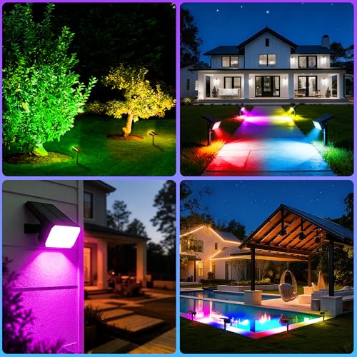 Solar Spot Lights Outdoor RGB Color Changing (4 Count)