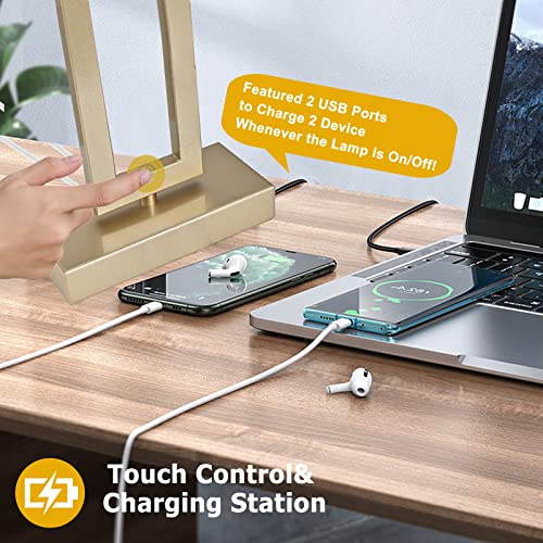 Set of 2 Table Lamps with Dual USB Ports (2 Count)