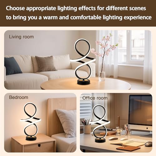 Modern Small Table Lamp with LED Spiral Design