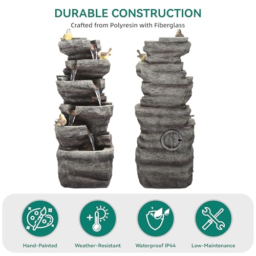 39.4"Extra Large Rock Outdoor Fountain 6