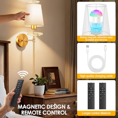 Battery Operated Wall Sconce 10000mAh Wireless Wall Sconce Set of Two (2 Count)