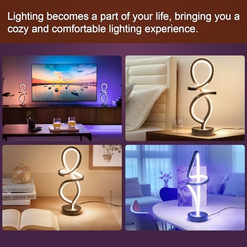 RGB Modern Small Table Lamp with LED Spiral Design