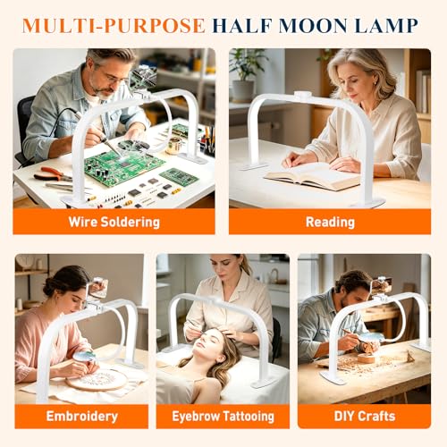 Half Moon Nail Desk Lamp with 5X Magnifier & Phone Holder (5 Count)