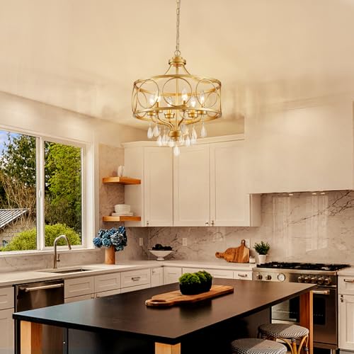 6 Light Modern Gold Crystal Chandelier
