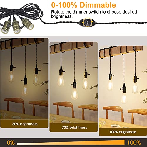 3 Light Plug in Pendant Light Cord Kit with Dimming Switch