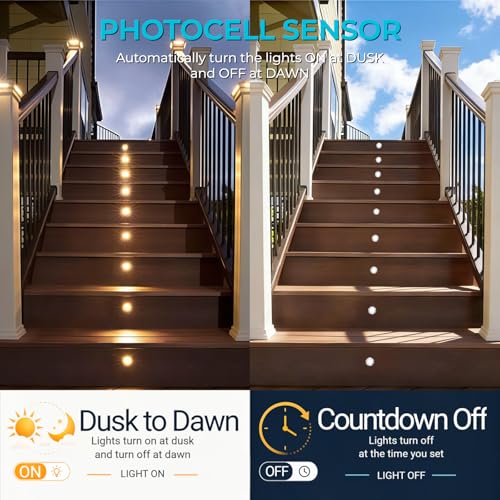 32 Pack Dimmable Recessed Deck Stair Lighting with Timer