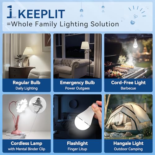 KeepLit 8PK Emergency Rechargeable Light Bulbs (8 Count)